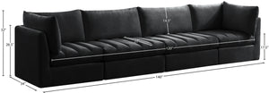 Jacob Velvet / Engineered Wood / Foam Contemporary Black Velvet Modular Sofa - 140" W x 34" D x 32" H