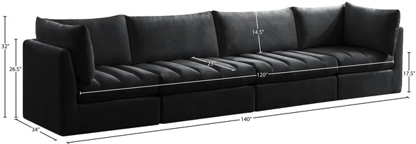 Jacob Velvet / Engineered Wood / Foam Contemporary Black Velvet Modular Sofa - 140" W x 34" D x 32" H