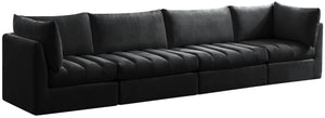 Jacob Velvet / Engineered Wood / Foam Contemporary Black Velvet Modular Sofa - 140" W x 34" D x 32" H