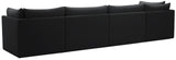 Jacob Velvet / Engineered Wood / Foam Contemporary Black Velvet Modular Sofa - 140" W x 34" D x 32" H