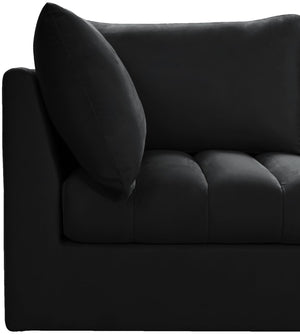 Jacob Velvet / Engineered Wood / Foam Contemporary Black Velvet Modular Sofa - 140" W x 34" D x 32" H