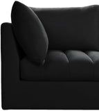 Jacob Velvet / Engineered Wood / Foam Contemporary Black Velvet Modular Sofa - 140" W x 34" D x 32" H
