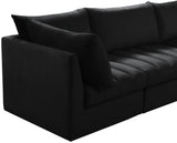 Jacob Velvet / Engineered Wood / Foam Contemporary Black Velvet Modular Sofa - 140" W x 34" D x 32" H