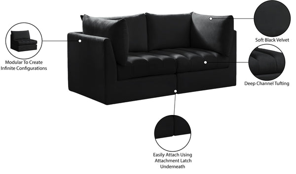 Jacob Velvet / Engineered Wood / Foam Contemporary Black Velvet Modular Sofa - 66" W x 34" D x 32" H