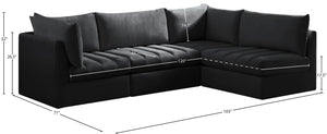 Jacob Velvet / Engineered Wood / Foam Contemporary Black Velvet Modular Sectional - 103" W x 71" D x 32" H