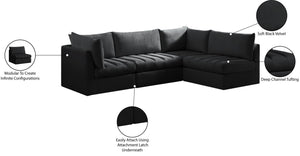 Jacob Velvet / Engineered Wood / Foam Contemporary Black Velvet Modular Sectional - 103" W x 71" D x 32" H