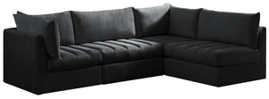 Jacob Velvet / Engineered Wood / Foam Contemporary Black Velvet Modular Sectional - 103" W x 71" D x 32" H