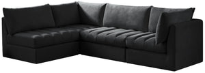 Jacob Velvet / Engineered Wood / Foam Contemporary Black Velvet Modular Sectional - 103" W x 71" D x 32" H