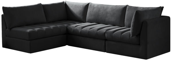Jacob Velvet / Engineered Wood / Foam Contemporary Black Velvet Modular Sectional - 103" W x 71" D x 32" H