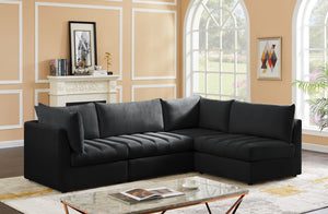 Jacob Velvet / Engineered Wood / Foam Contemporary Black Velvet Modular Sectional - 103" W x 71" D x 32" H
