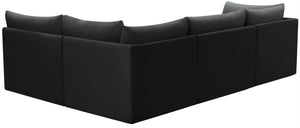 Jacob Velvet / Engineered Wood / Foam Contemporary Black Velvet Modular Sectional - 103" W x 71" D x 32" H