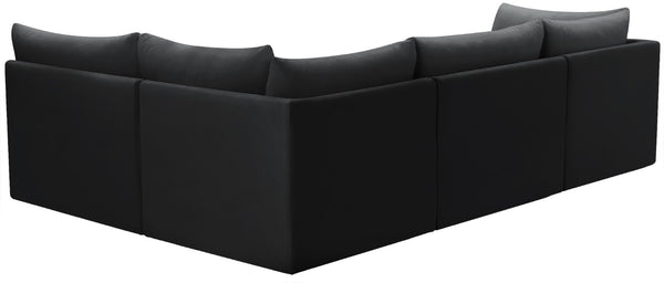 Jacob Velvet / Engineered Wood / Foam Contemporary Black Velvet Modular Sectional - 103" W x 71" D x 32" H
