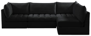 Jacob Velvet / Engineered Wood / Foam Contemporary Black Velvet Modular Sectional - 103" W x 71" D x 32" H