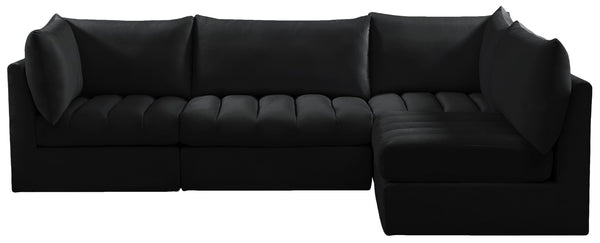 Jacob Velvet / Engineered Wood / Foam Contemporary Black Velvet Modular Sectional - 103" W x 71" D x 32" H