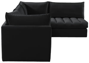 Jacob Velvet / Engineered Wood / Foam Contemporary Black Velvet Modular Sectional - 103" W x 71" D x 32" H