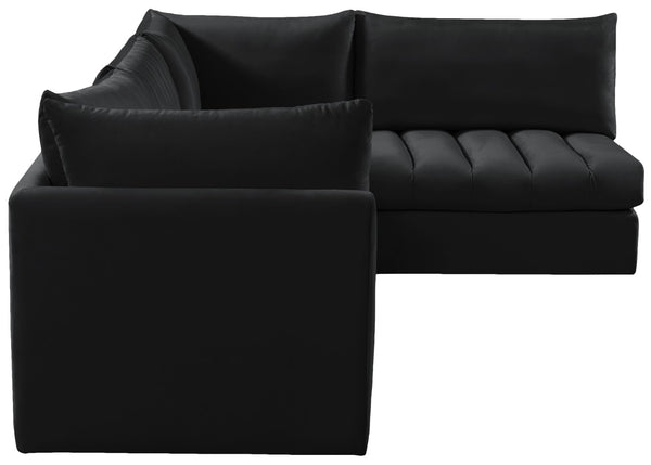Jacob Velvet / Engineered Wood / Foam Contemporary Black Velvet Modular Sectional - 103" W x 71" D x 32" H