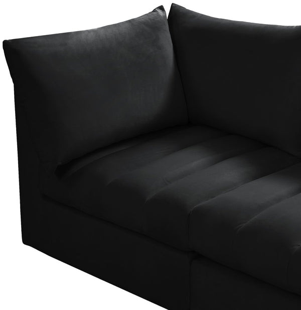 Jacob Velvet / Engineered Wood / Foam Contemporary Black Velvet Modular Sectional - 103" W x 71" D x 32" H