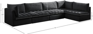Jacob Velvet / Engineered Wood / Foam Contemporary Black Velvet Modular Sectional - 140" W x 71" D x 32" H