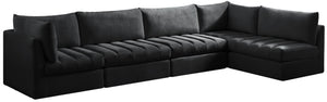 Jacob Velvet / Engineered Wood / Foam Contemporary Black Velvet Modular Sectional - 140" W x 71" D x 32" H