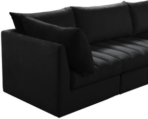 Jacob Velvet / Engineered Wood / Foam Contemporary Black Velvet Modular Sectional - 140" W x 71" D x 32" H