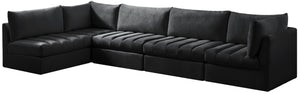 Jacob Velvet / Engineered Wood / Foam Contemporary Black Velvet Modular Sectional - 140" W x 71" D x 32" H