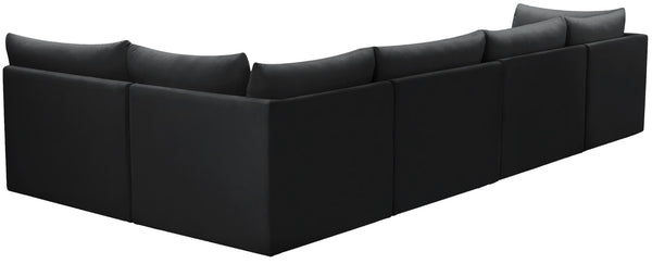 Jacob Velvet / Engineered Wood / Foam Contemporary Black Velvet Modular Sectional - 140" W x 71" D x 32" H