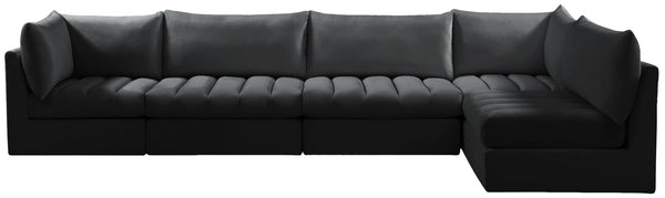 Jacob Velvet / Engineered Wood / Foam Contemporary Black Velvet Modular Sectional - 140" W x 71" D x 32" H