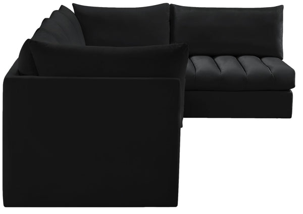 Jacob Velvet / Engineered Wood / Foam Contemporary Black Velvet Modular Sectional - 140" W x 71" D x 32" H