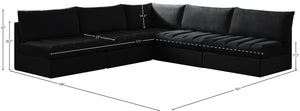 Jacob Velvet / Engineered Wood / Foam Contemporary Black Velvet Modular Sectional - 107" W x 108" D x 32" H
