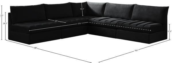 Jacob Velvet / Engineered Wood / Foam Contemporary Black Velvet Modular Sectional - 107" W x 108" D x 32" H