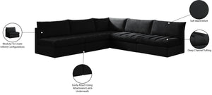Jacob Velvet / Engineered Wood / Foam Contemporary Black Velvet Modular Sectional - 107" W x 108" D x 32" H