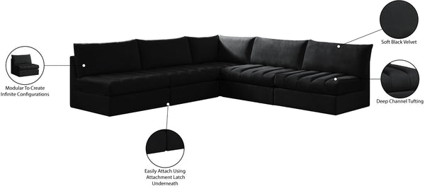 Jacob Velvet / Engineered Wood / Foam Contemporary Black Velvet Modular Sectional - 107" W x 108" D x 32" H