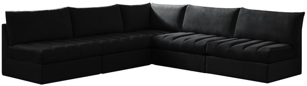 Jacob Velvet / Engineered Wood / Foam Contemporary Black Velvet Modular Sectional - 107" W x 108" D x 32" H