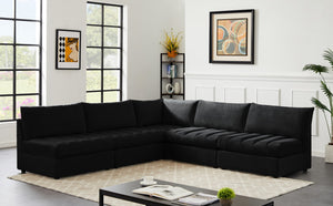 Jacob Velvet / Engineered Wood / Foam Contemporary Black Velvet Modular Sectional - 107" W x 108" D x 32" H