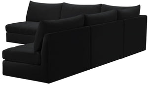 Jacob Velvet / Engineered Wood / Foam Contemporary Black Velvet Modular Sectional - 107" W x 108" D x 32" H