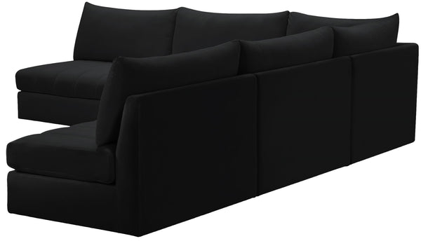 Jacob Velvet / Engineered Wood / Foam Contemporary Black Velvet Modular Sectional - 107" W x 108" D x 32" H