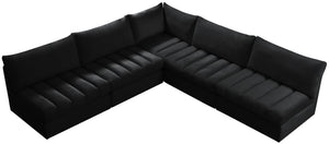 Jacob Velvet / Engineered Wood / Foam Contemporary Black Velvet Modular Sectional - 107" W x 108" D x 32" H