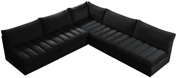 Jacob Velvet / Engineered Wood / Foam Contemporary Black Velvet Modular Sectional - 107" W x 108" D x 32" H