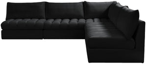 Jacob Velvet / Engineered Wood / Foam Contemporary Black Velvet Modular Sectional - 107" W x 108" D x 32" H