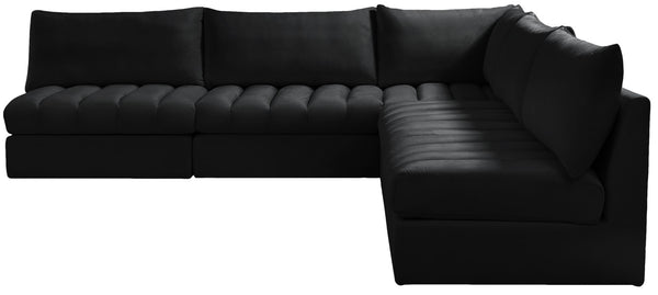 Jacob Velvet / Engineered Wood / Foam Contemporary Black Velvet Modular Sectional - 107" W x 108" D x 32" H