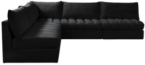 Jacob Velvet / Engineered Wood / Foam Contemporary Black Velvet Modular Sectional - 107" W x 108" D x 32" H