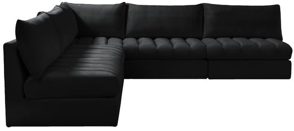 Jacob Velvet / Engineered Wood / Foam Contemporary Black Velvet Modular Sectional - 107" W x 108" D x 32" H