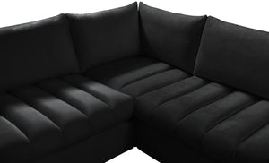 Jacob Velvet / Engineered Wood / Foam Contemporary Black Velvet Modular Sectional - 107" W x 108" D x 32" H
