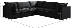 Jacob Velvet / Engineered Wood / Foam Contemporary Black Velvet Modular Sectional - 103" W x 104" D x 32" H
