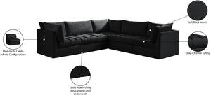 Jacob Velvet / Engineered Wood / Foam Contemporary Black Velvet Modular Sectional - 103" W x 104" D x 32" H