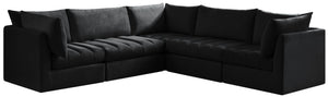 Jacob Velvet / Engineered Wood / Foam Contemporary Black Velvet Modular Sectional - 103" W x 104" D x 32" H