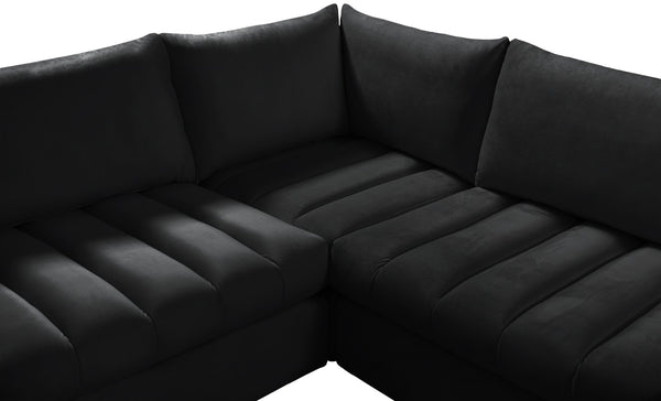 Jacob Velvet / Engineered Wood / Foam Contemporary Black Velvet Modular Sectional - 103" W x 104" D x 32" H