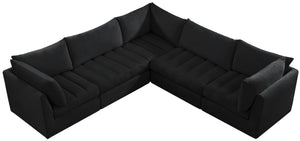 Jacob Velvet / Engineered Wood / Foam Contemporary Black Velvet Modular Sectional - 103" W x 104" D x 32" H