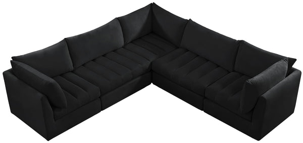 Jacob Velvet / Engineered Wood / Foam Contemporary Black Velvet Modular Sectional - 103" W x 104" D x 32" H