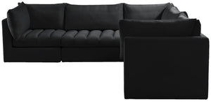 Jacob Velvet / Engineered Wood / Foam Contemporary Black Velvet Modular Sectional - 103" W x 104" D x 32" H